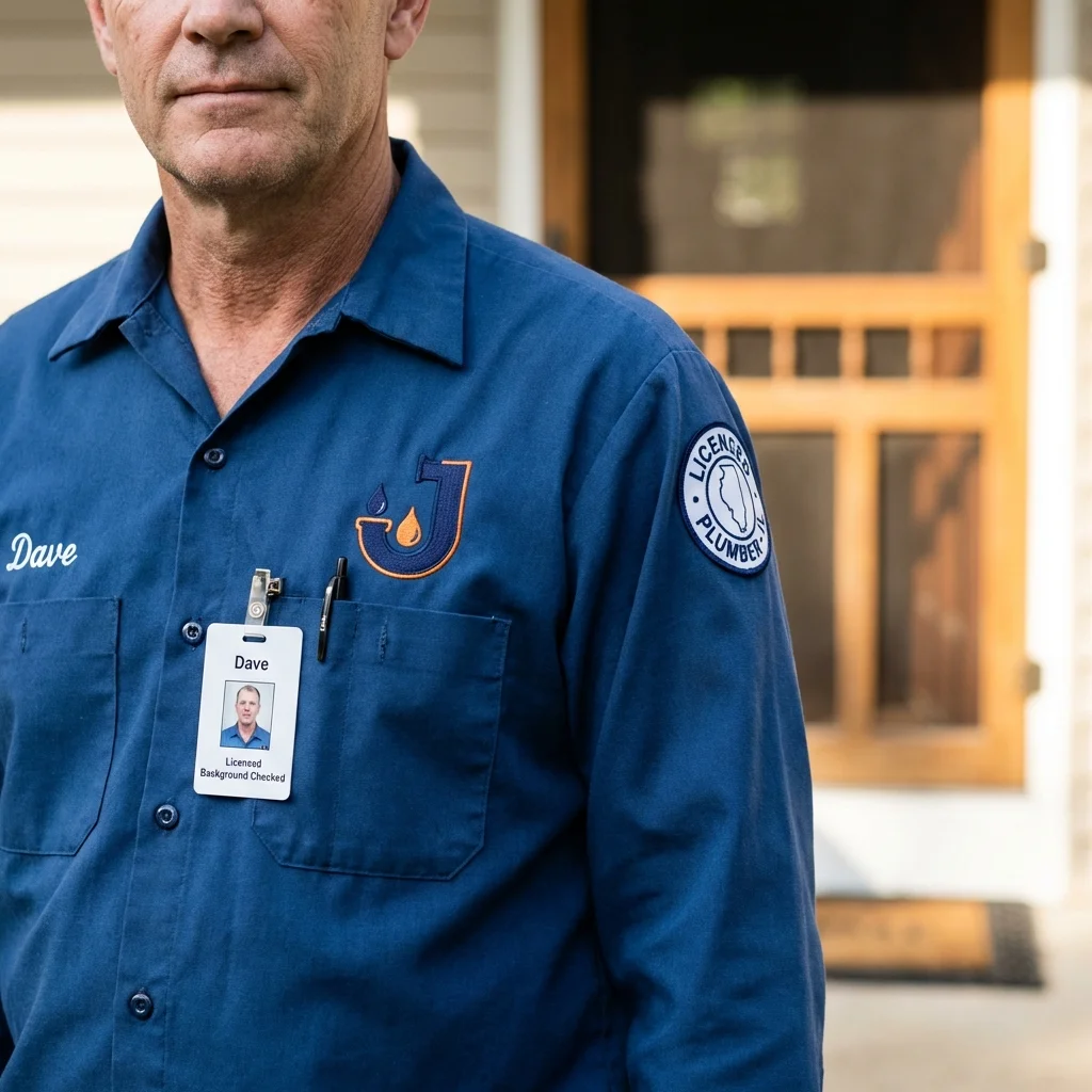 Licensed plumber showing ID badge in Pawhuska, OK