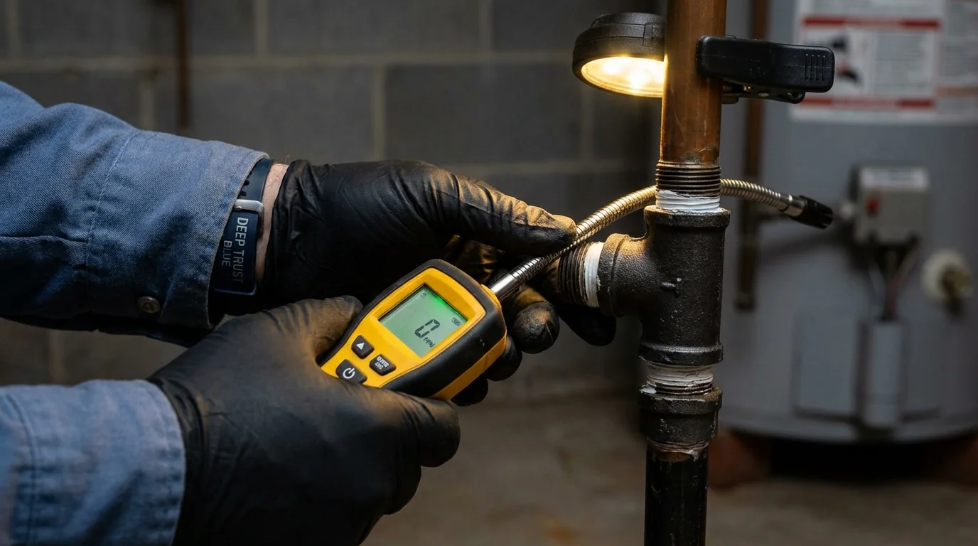 Gas leak detection with electronic sniffer by Johns Plumbing LLC in Pawhuska