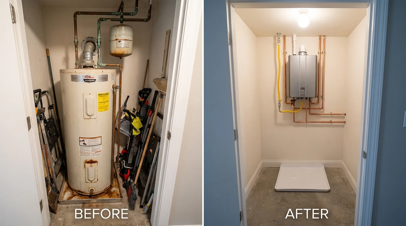 Tank water heater versus wall-mounted tankless unit comparison for Pawhuska, OK homeowners
