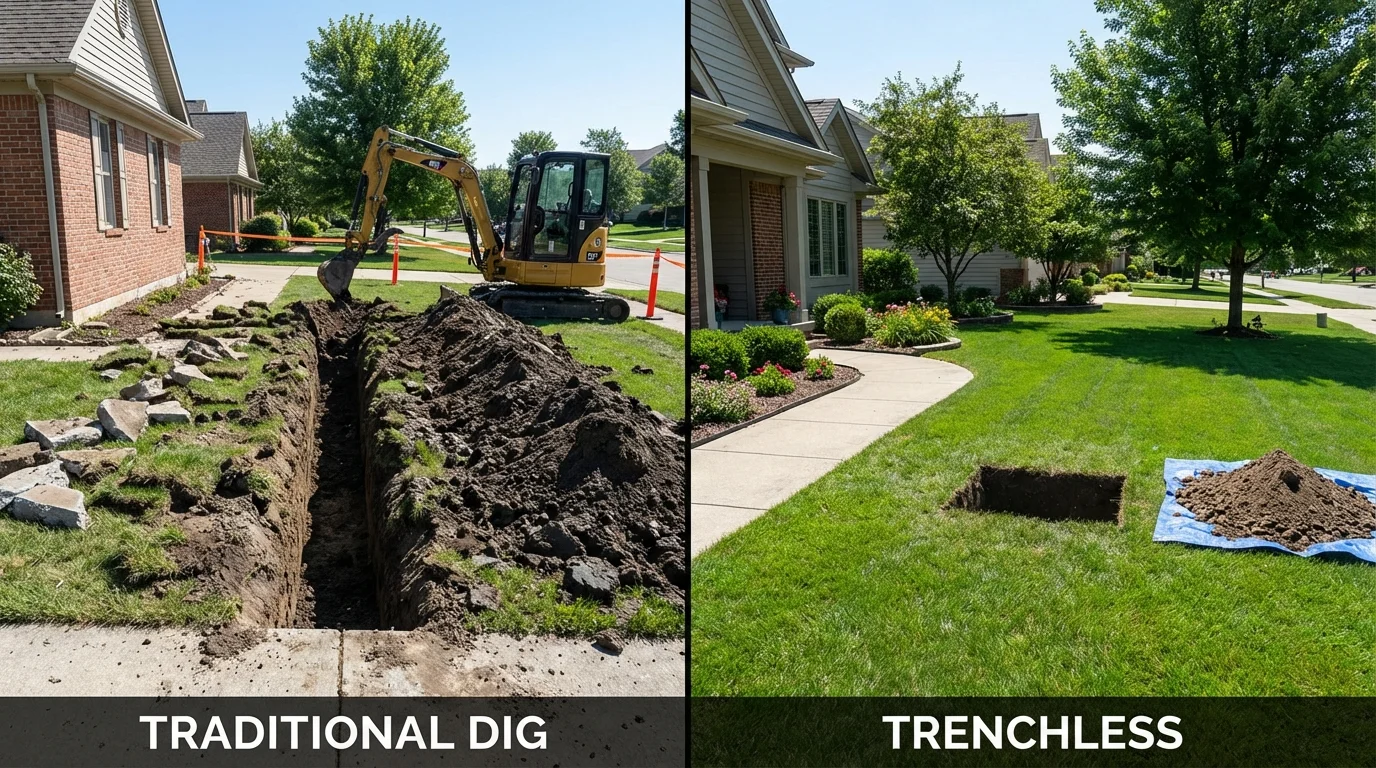 Trenchless sewer repair with minimal yard damage versus traditional excavation in Pawhuska, OK